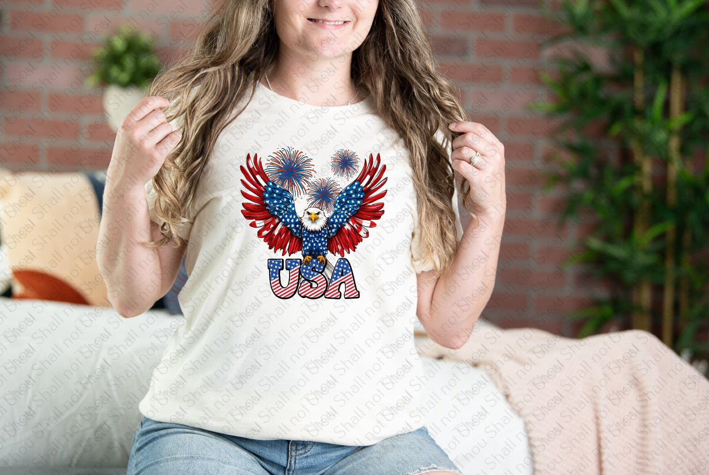 07-266 Eagle, Fireworks, USA tee