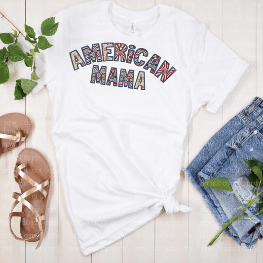 07-60 American Mama Faux Embroidery Completed Tee