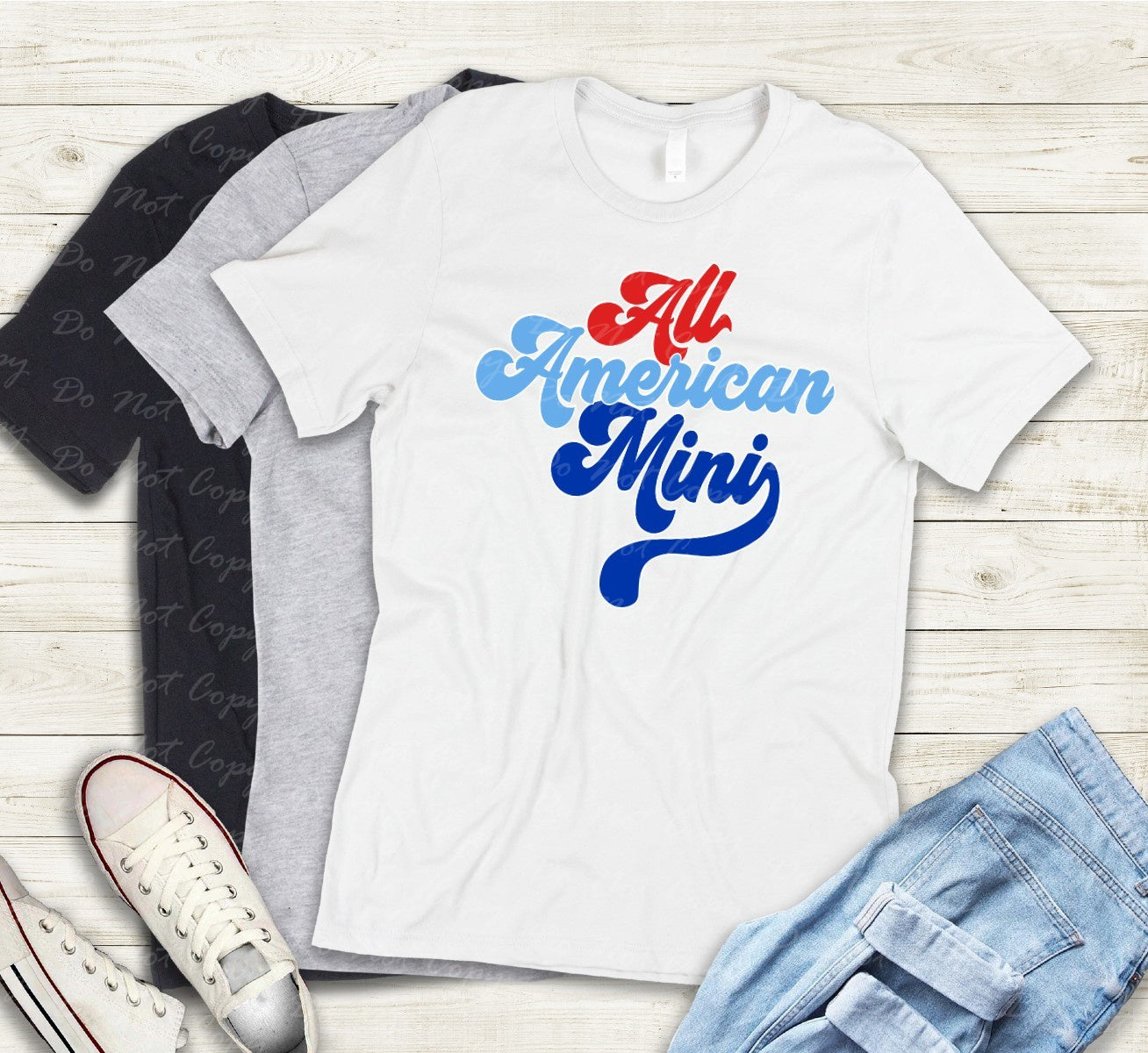 07-64 All American Mini Red, Light Blue, Dark Blue Tee