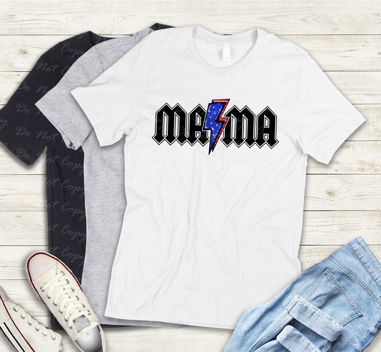07-65 Mama America Lightning Bolts Tee