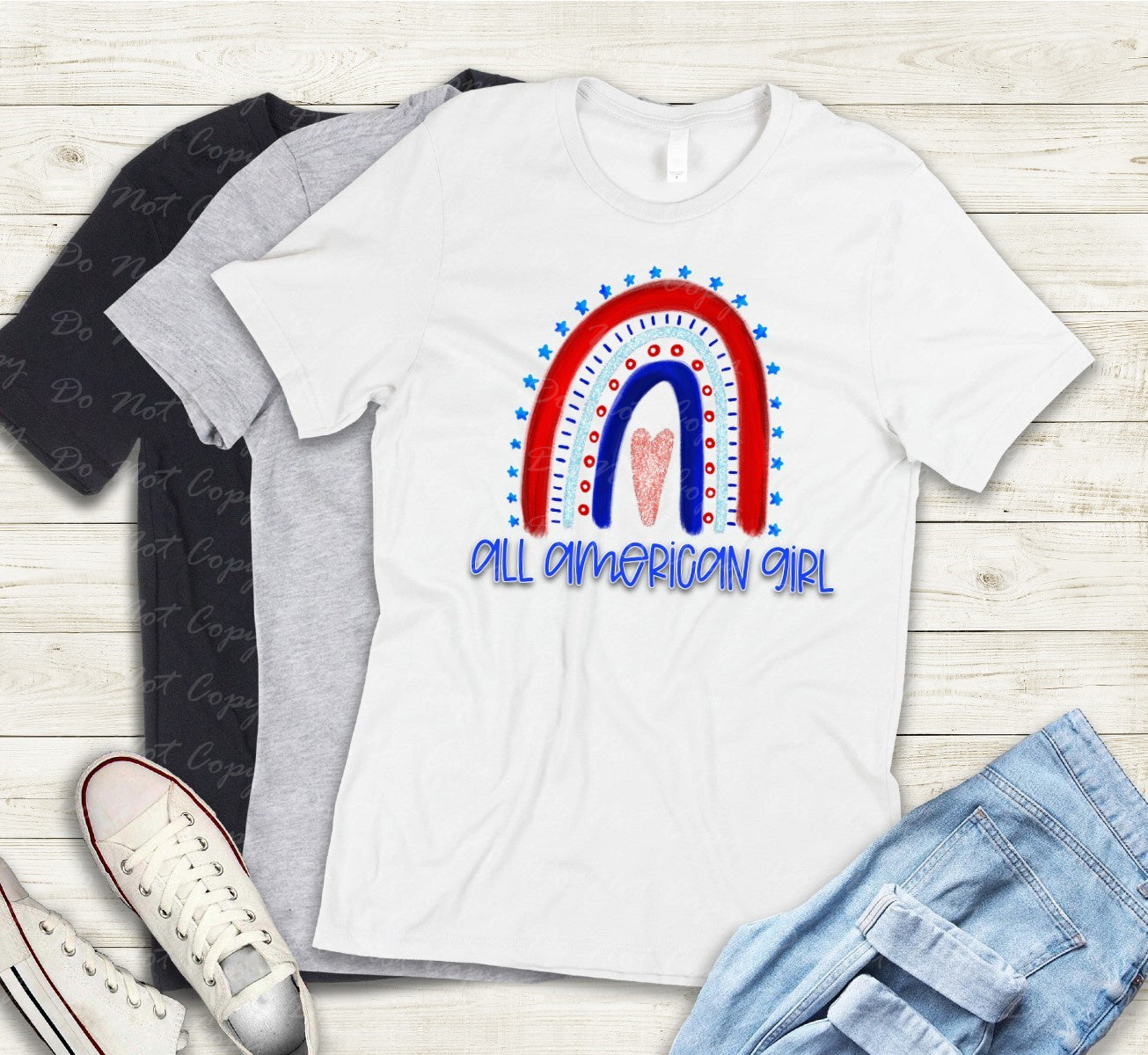 07-70 All American Girl Patriotic Rainbow Tee