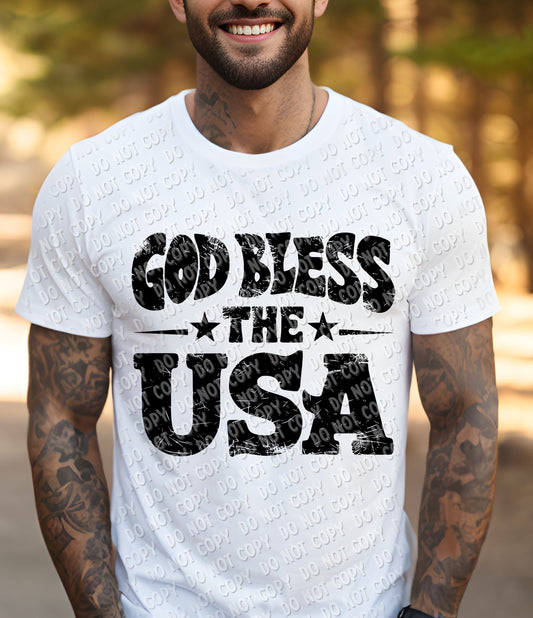 07-75 God Bless the USA - Black Completed Tee