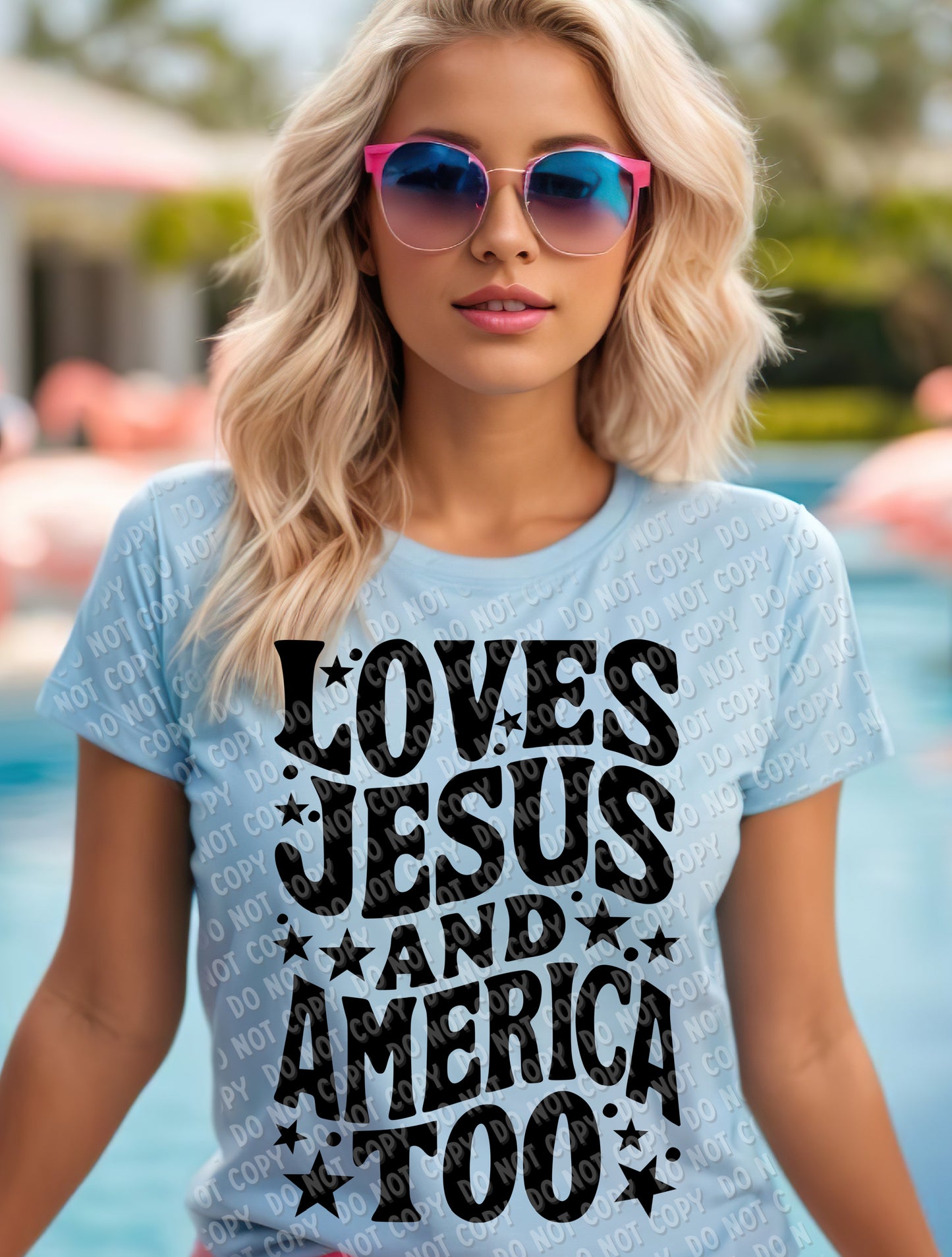 07-90 Love Jesus and America - Black Completed Tee