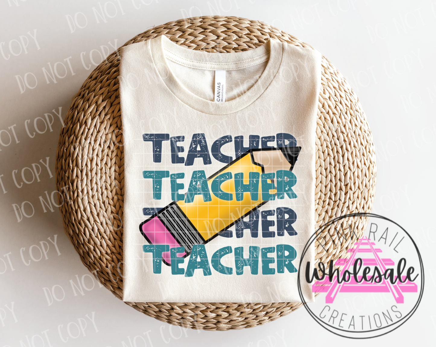 08-07 (GRADE-TEACHER) Block Letter Stack Completed Tee