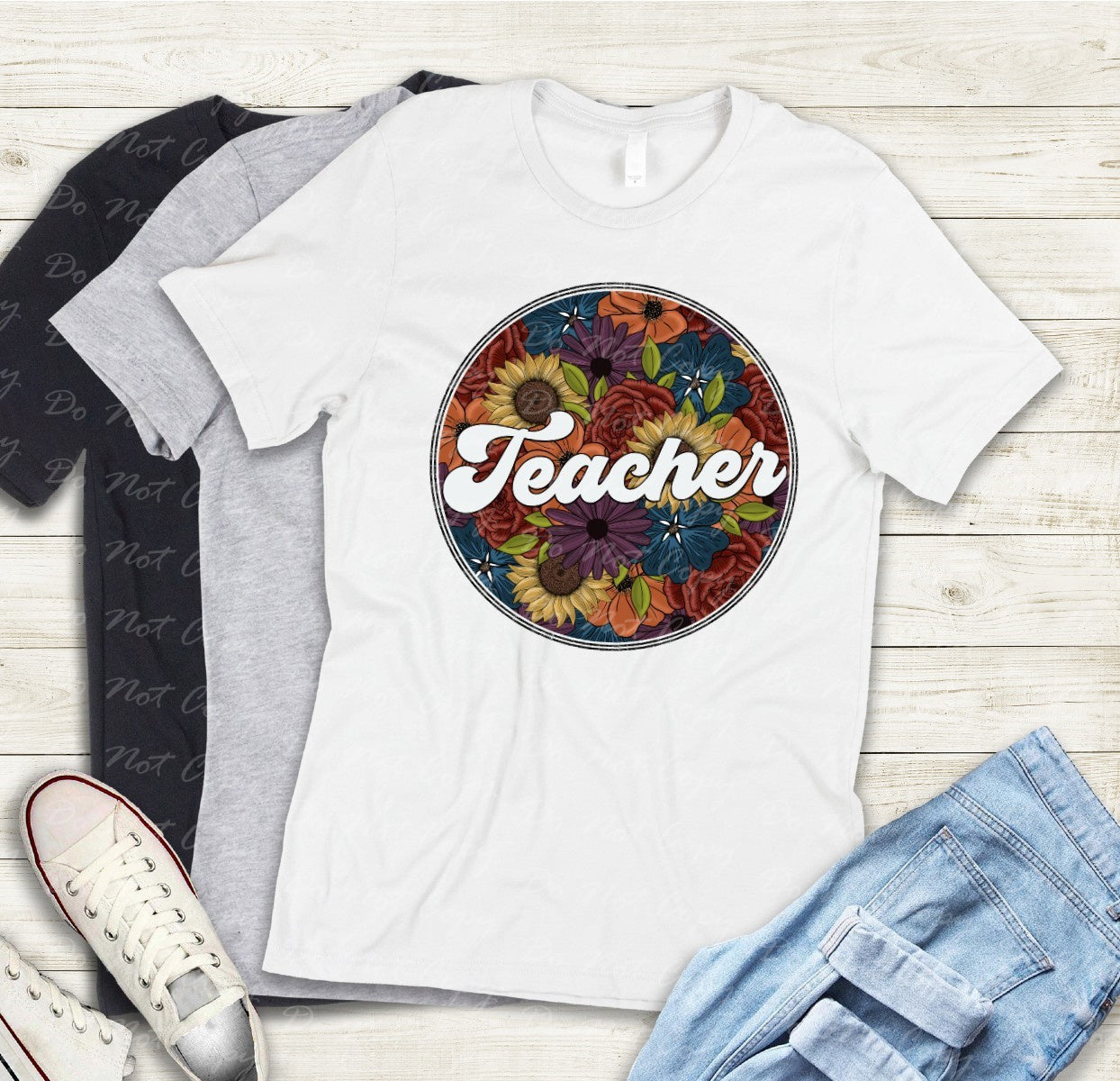08-11 Teacher Floral Circle Tee
