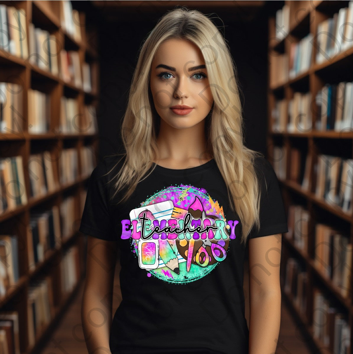 08-144 Elementary teacher colorful Tee