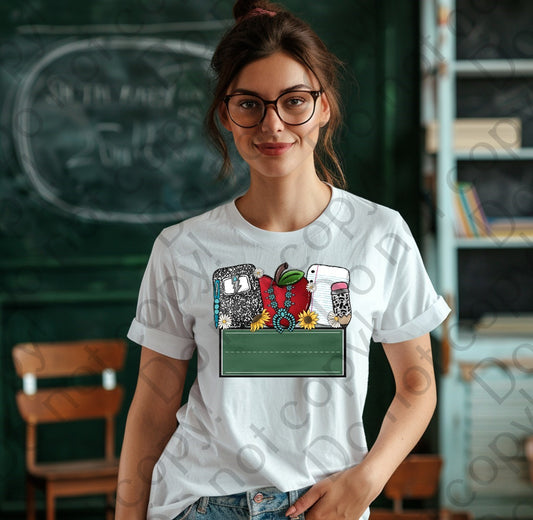 08-151 Chalkboard school squahblossom Completed Tee