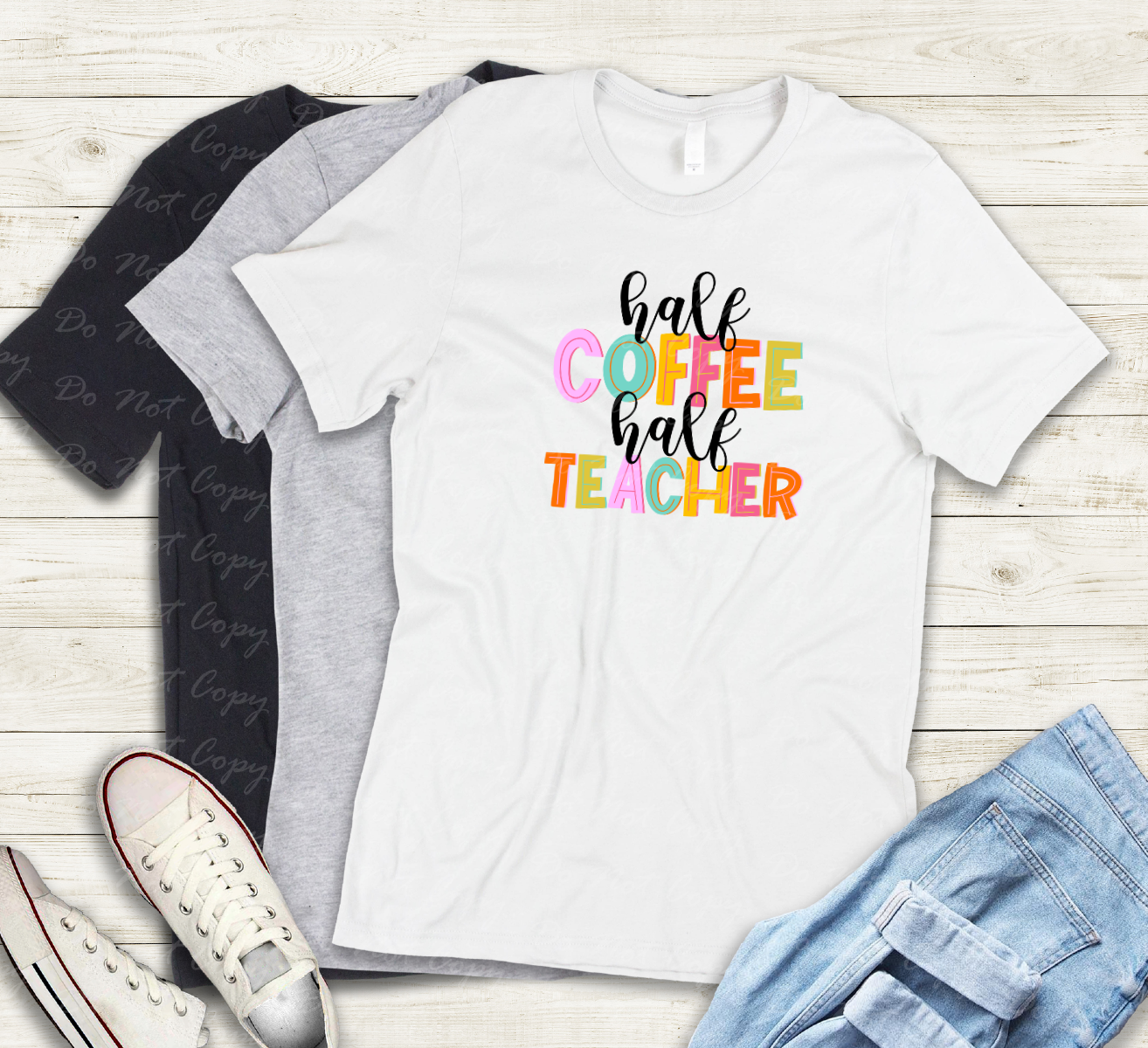 08-162 Half Coffee Half Teacher tee