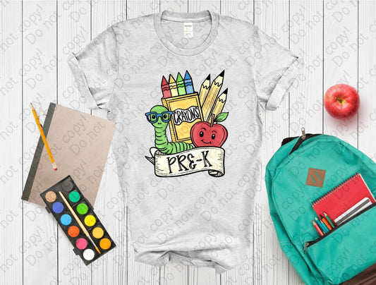 08-175 School Supplies Collage (Choose your Grade) tee