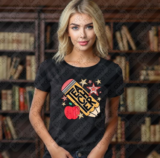 08-183 Pencil and Stars tee