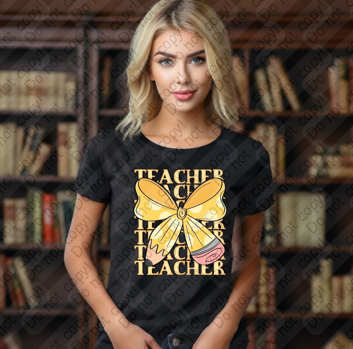 08-184 Stacked Teacher with Bow tee