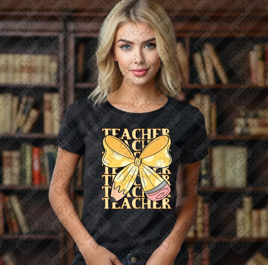 08-184 Stacked Teacher with Bow tee