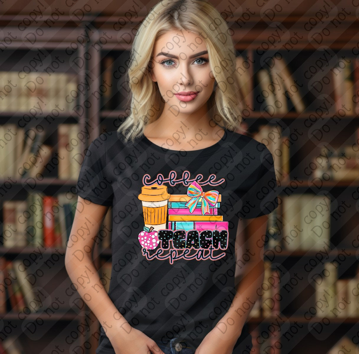 08-185 Coffee Teach Repeat tee