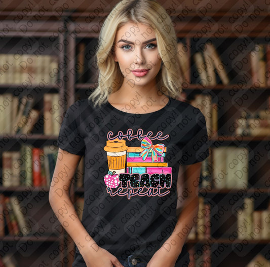 08-185 Coffee Teach Repeat tee