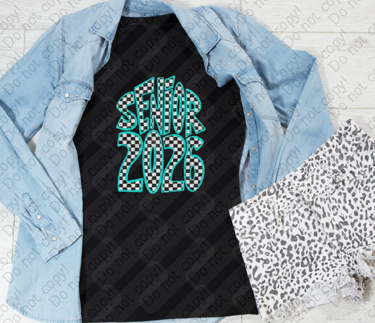 08-189 Checkered Senior 2026 (Choose Color 1 of 2) tee