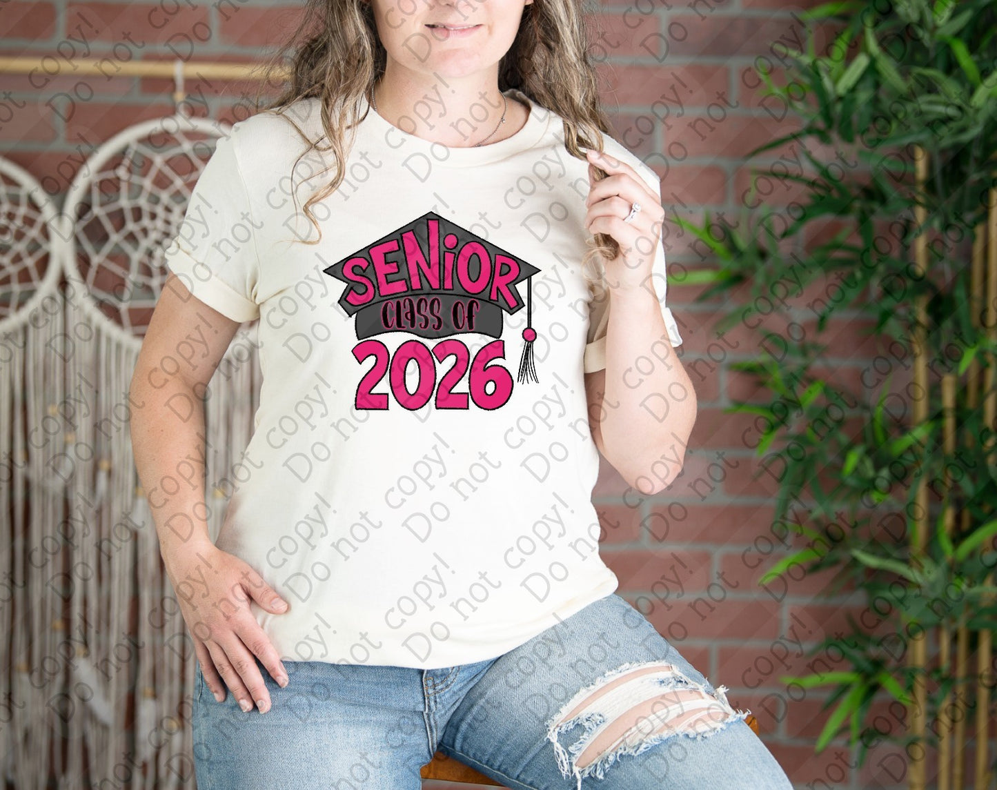 08-191 Graduation Cap Senior 2026 (Choose Color 1 of 2) tee
