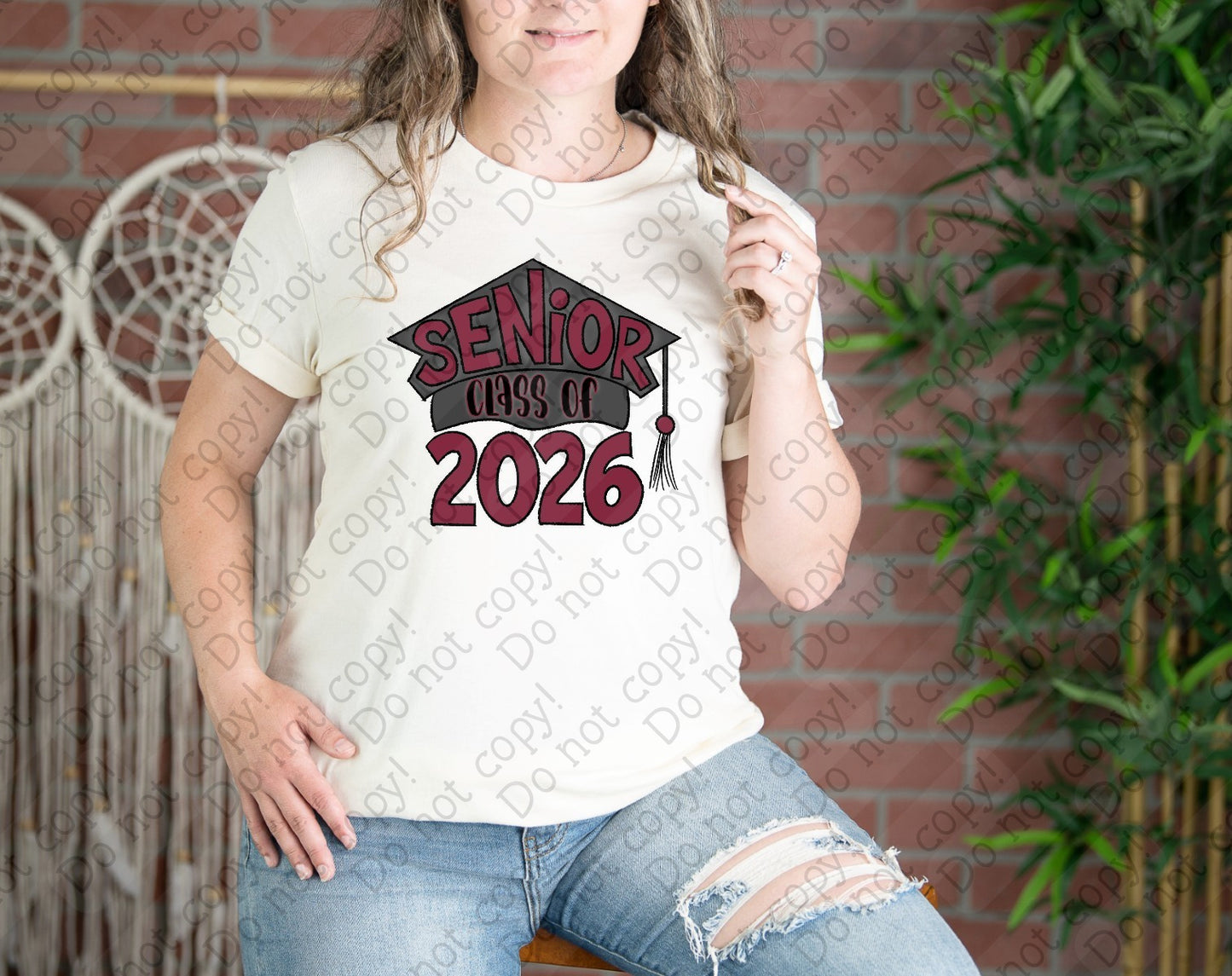 08-191 Graduation Cap Senior 2026 (Choose Color 1 of 2) tee