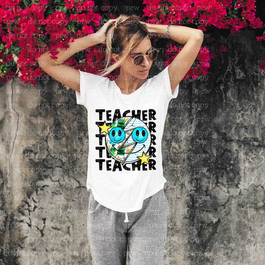 08-19 Happy Teacher Stack Doodle Completed Tee