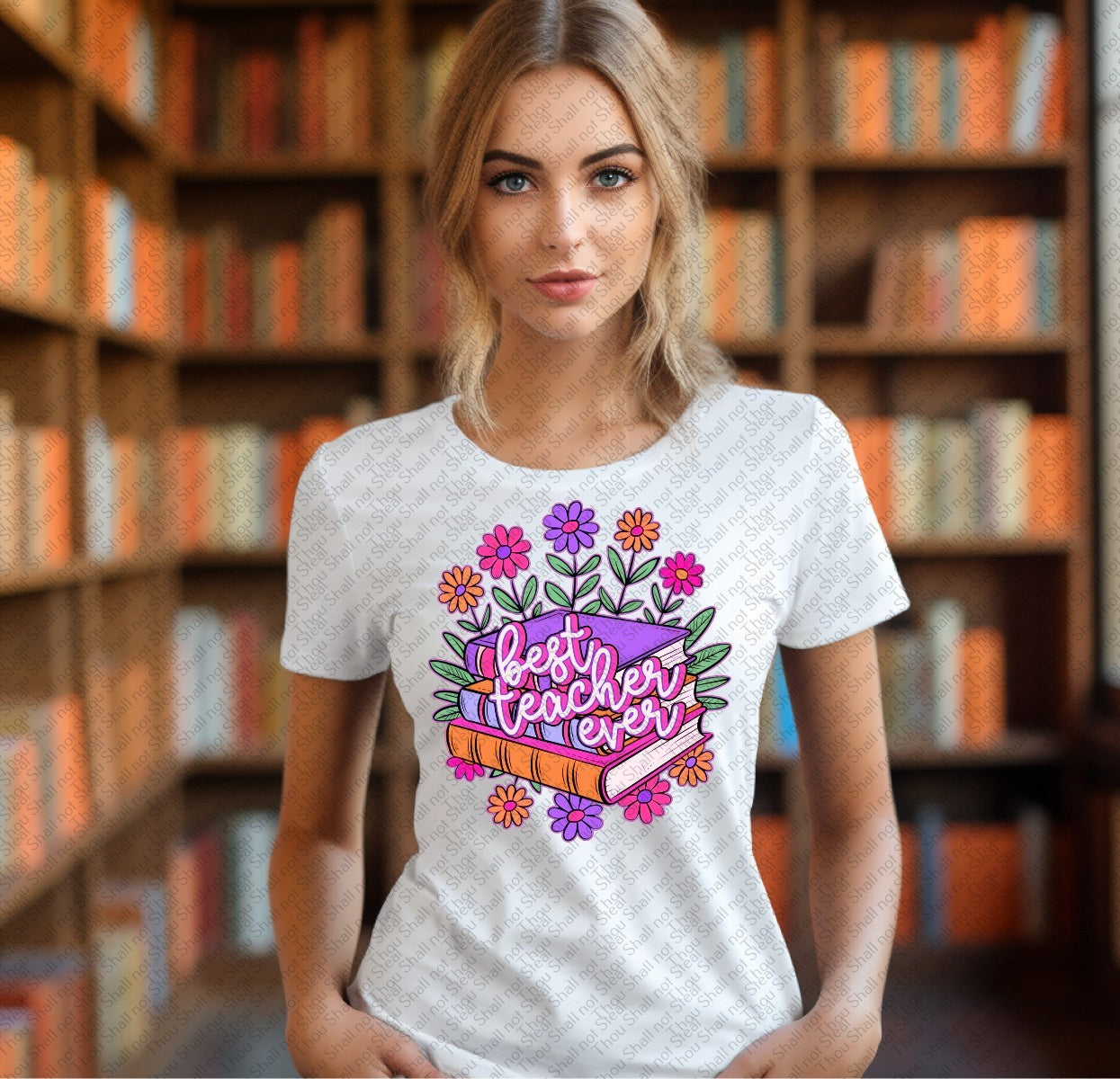 08-218 Best Teacher ever cursive tee