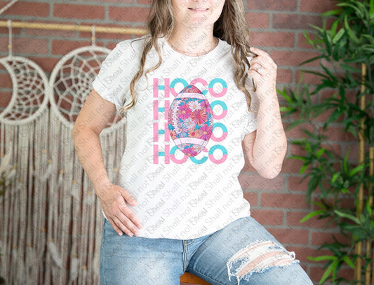 08-227 Floral Football Hoco tee