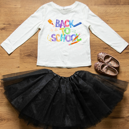 08-36 Watercolor Back To School Supplies Tee