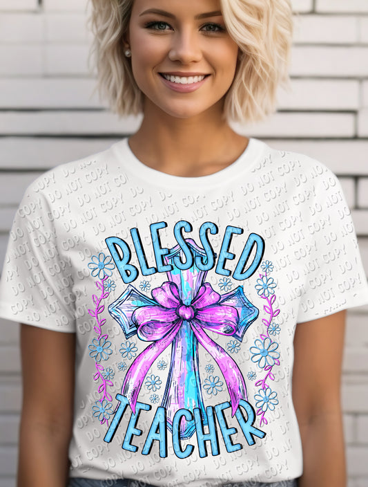 08-81 - Blessed Teacher - Purple Teal Tee