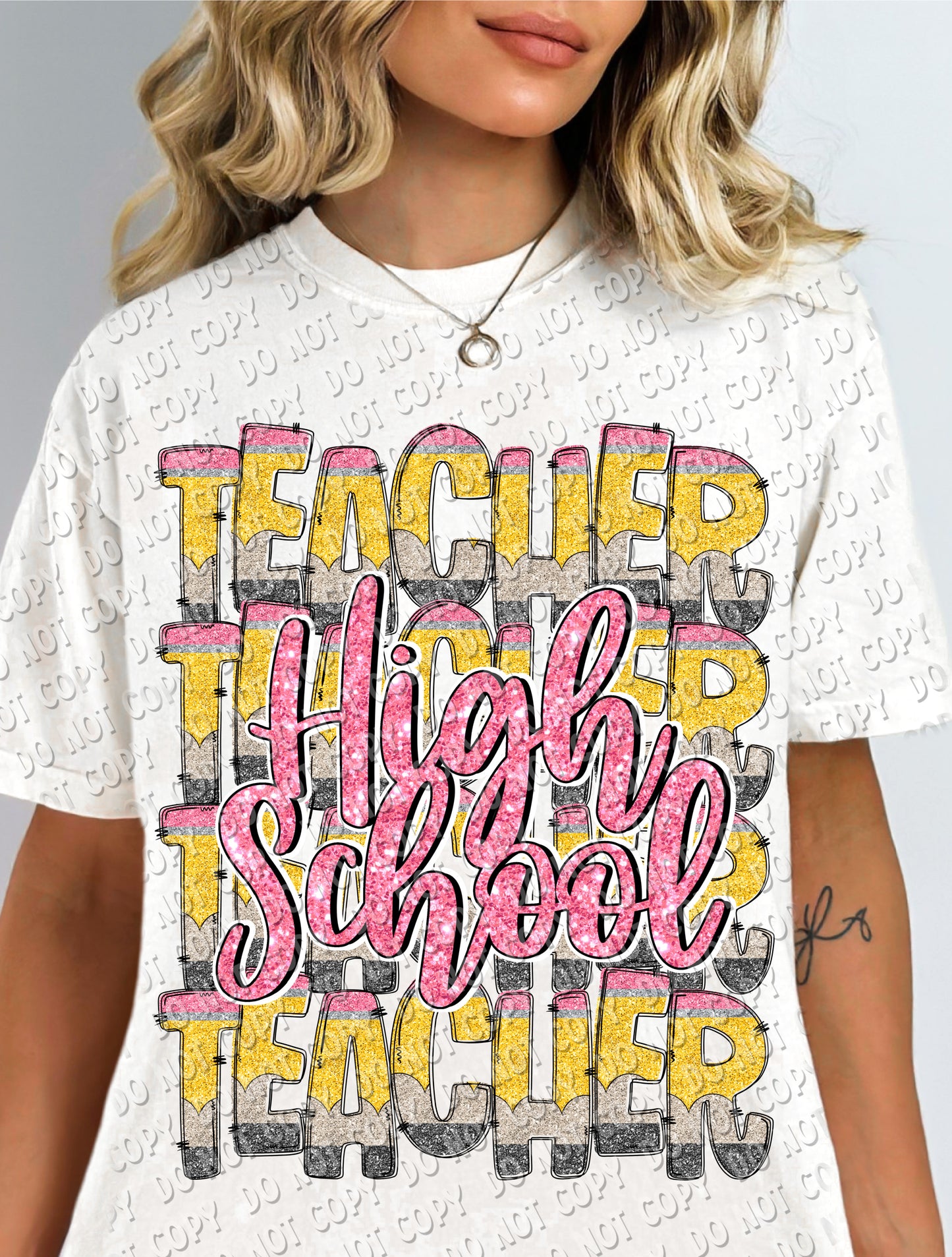 08-84 Teacher - Glitter Pencil (choose grade) Completed Tee