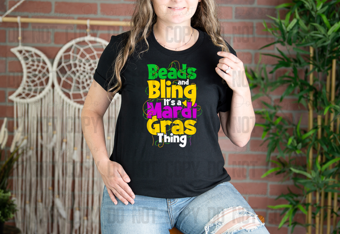 09-42 Beads & Bling It's A Mardi Gras Thing Completed Tee