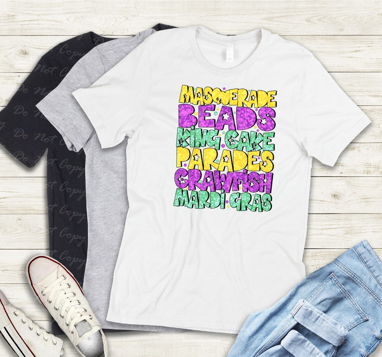 09-58 Mardi Gras Words tee