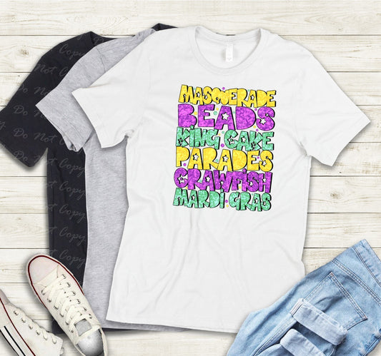 09-58 Mardi Gras Words tee