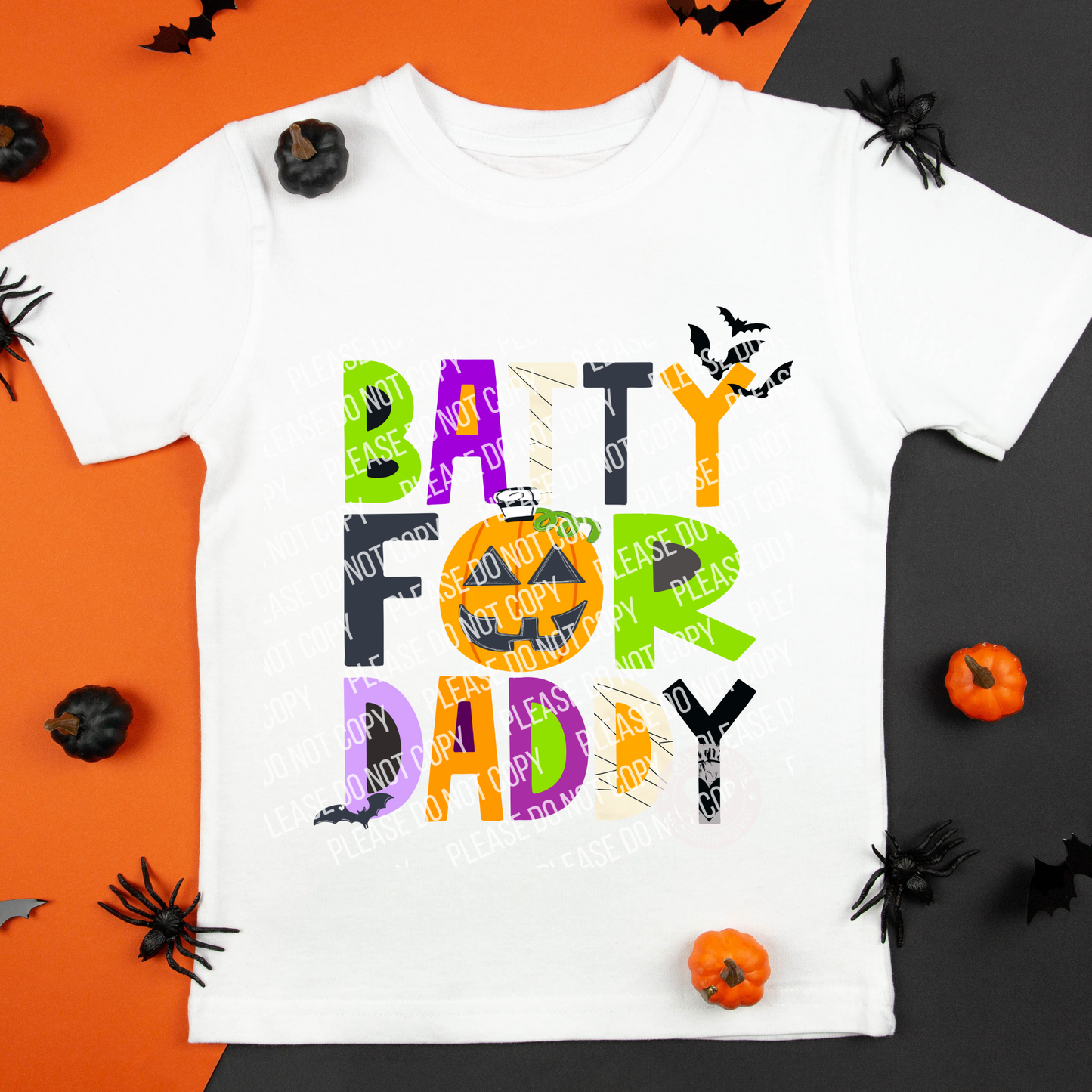 10-102 Batty For Daddy Doodle Letters Completed Tee