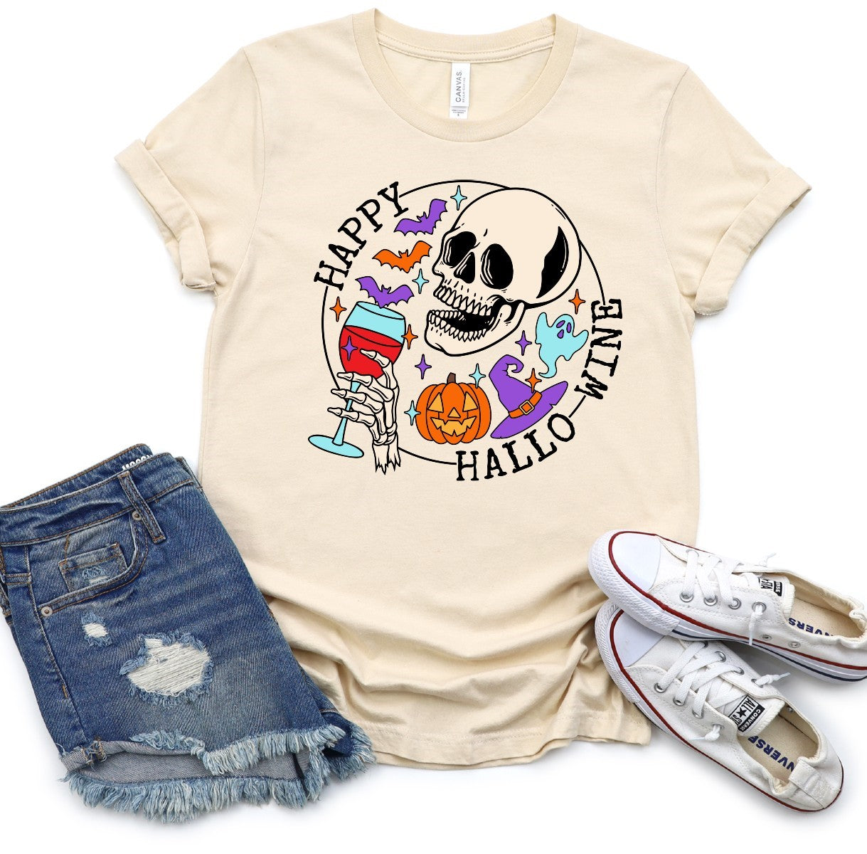 10-128 Happy Hallo-Wine Black Font Completed Tee