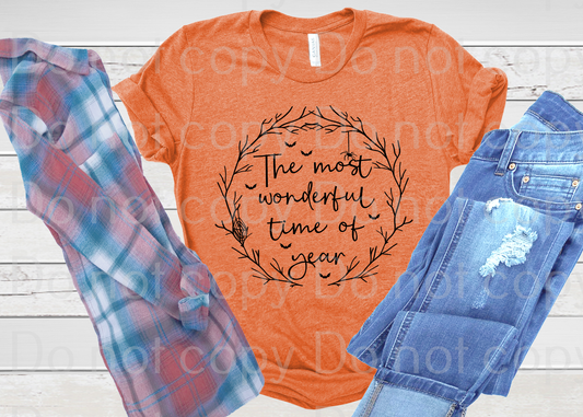 10-181 It's The Most Wonderful Time Of The Year Fall Completed Tee