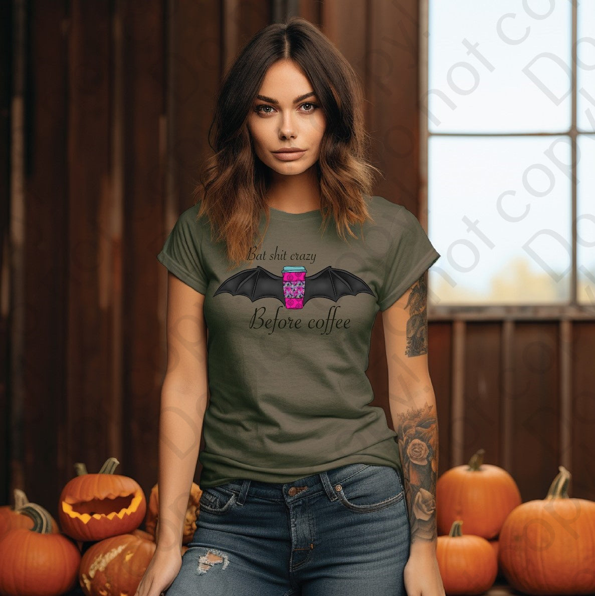 10-221 Bat shit crazy before coffee Tee