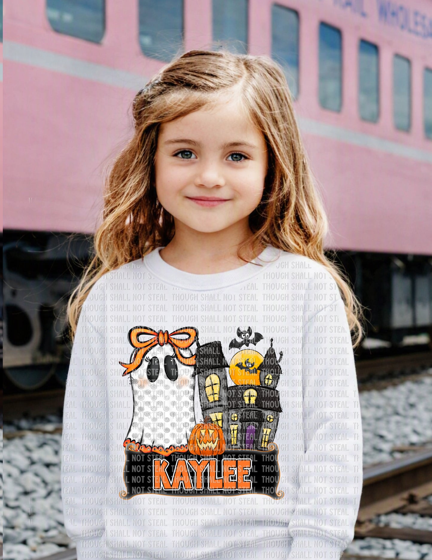 10-266 Girl - Blank Ghost Halloween Custom tee