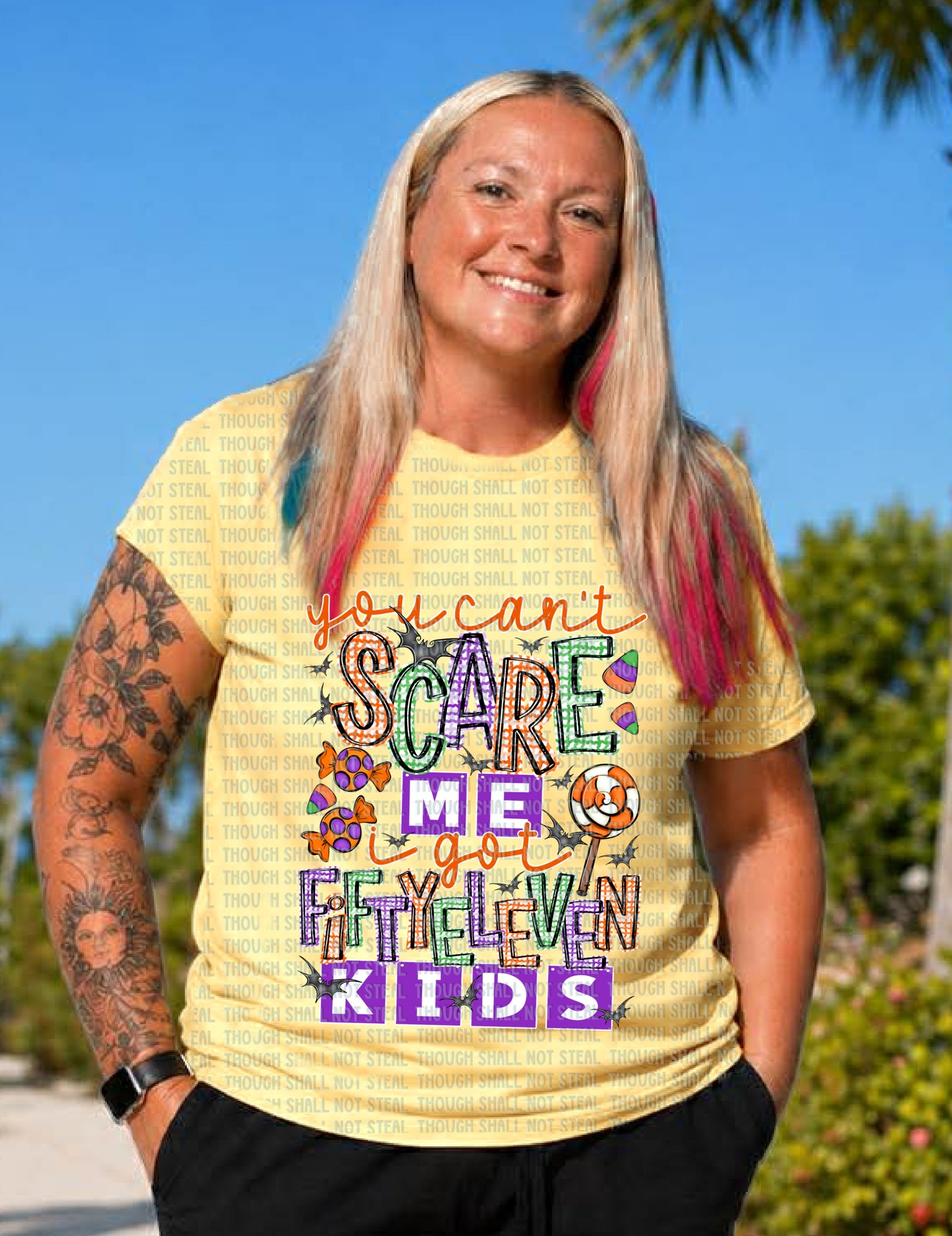 10-268 You can_t scare me I got fiftyeleven kids tee