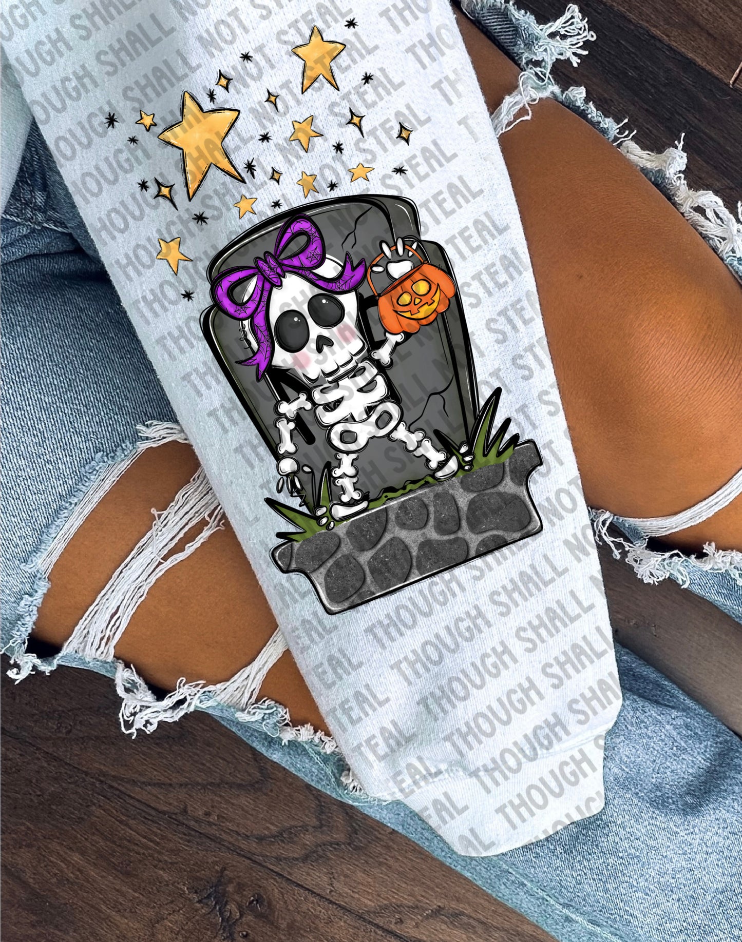 10-272 Girl - Blank Skelly Halloween Custom tee