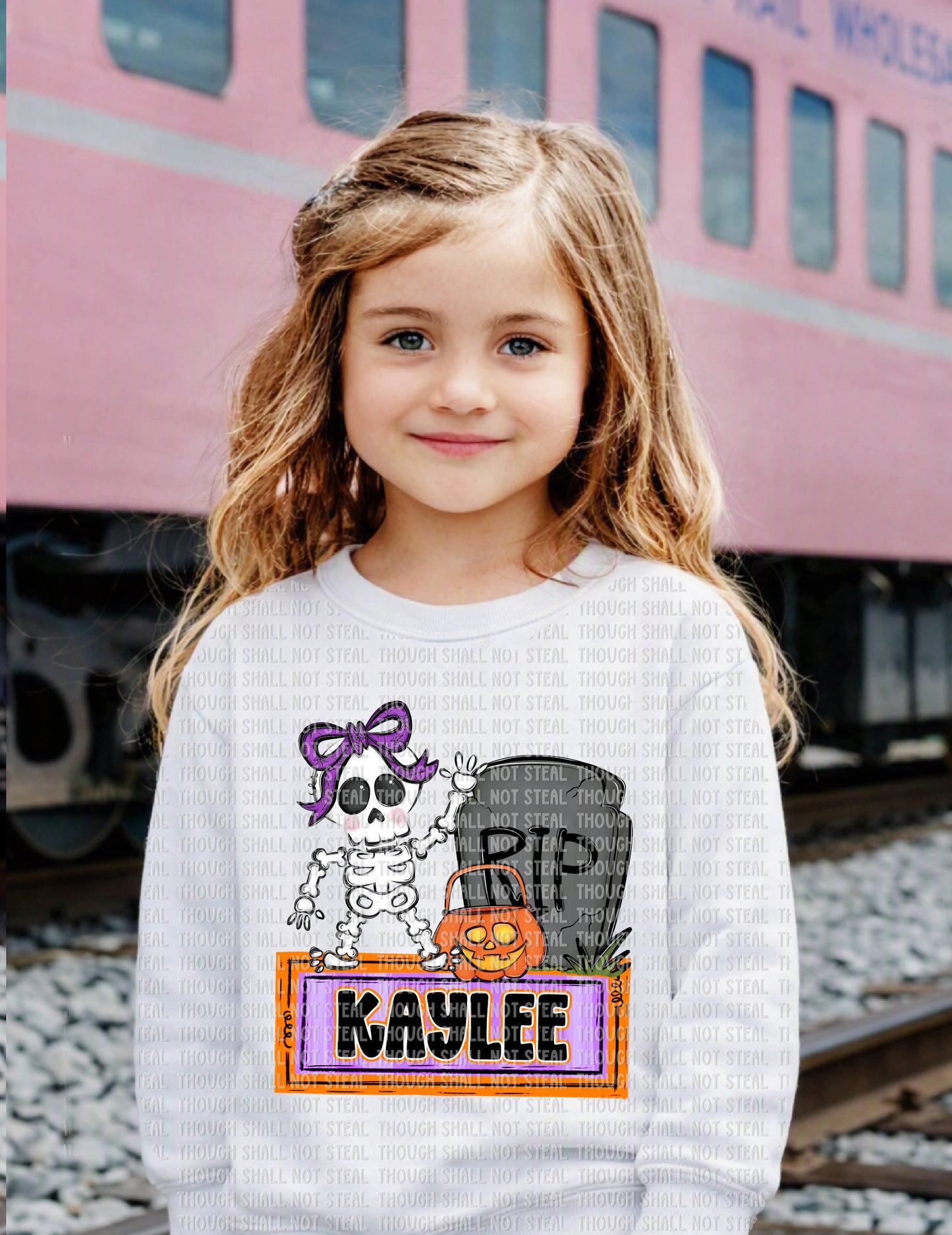 10-272 Girl - Blank Skelly Halloween Custom tee