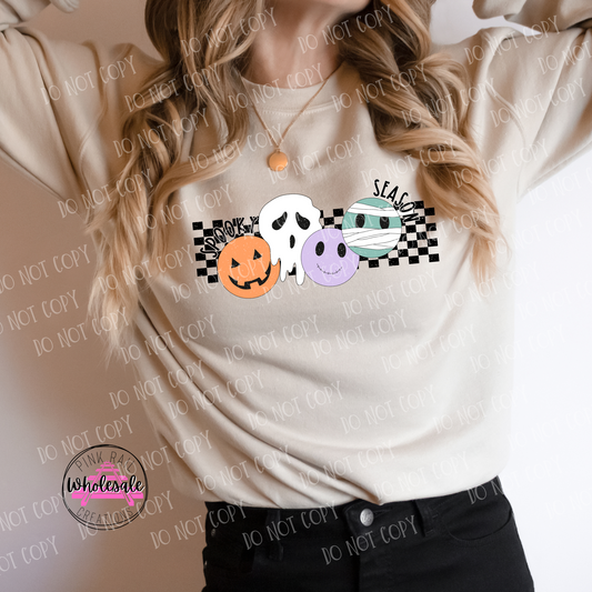 10-30 Spooky Season Checkers Aesthetic Completed Tee