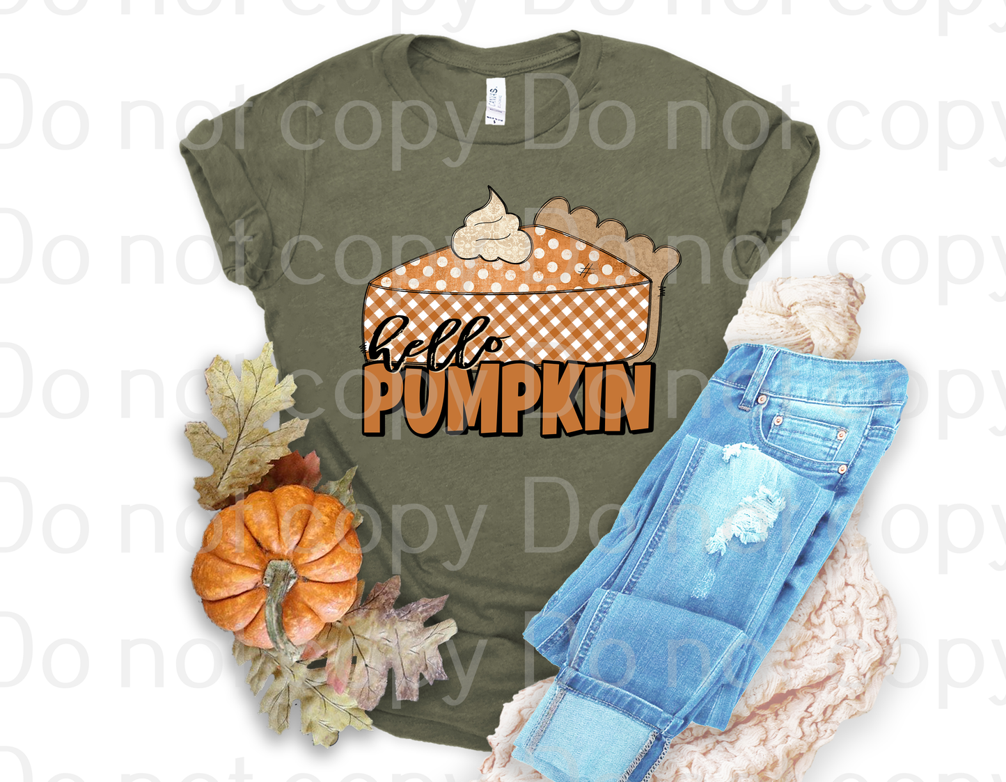 11-07 Hello pumpkin pie polka dot Completed Tee