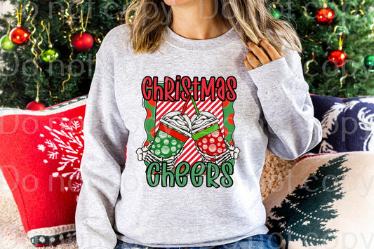 12-20 Christmas Cheers Coffee Cup Skeleton Hand Completed Tee