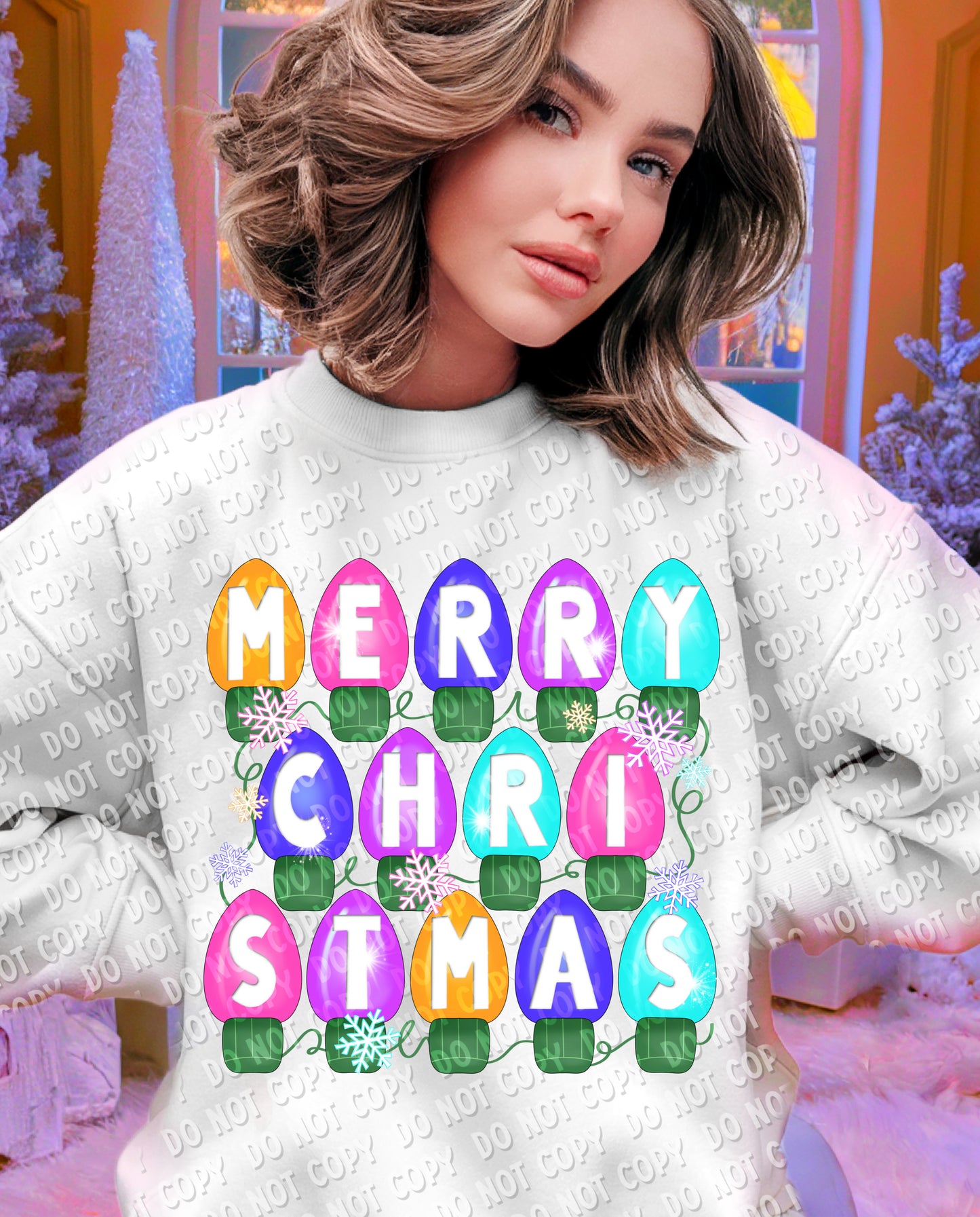 12-273 Merry Christmas - Light Bulbs Tee