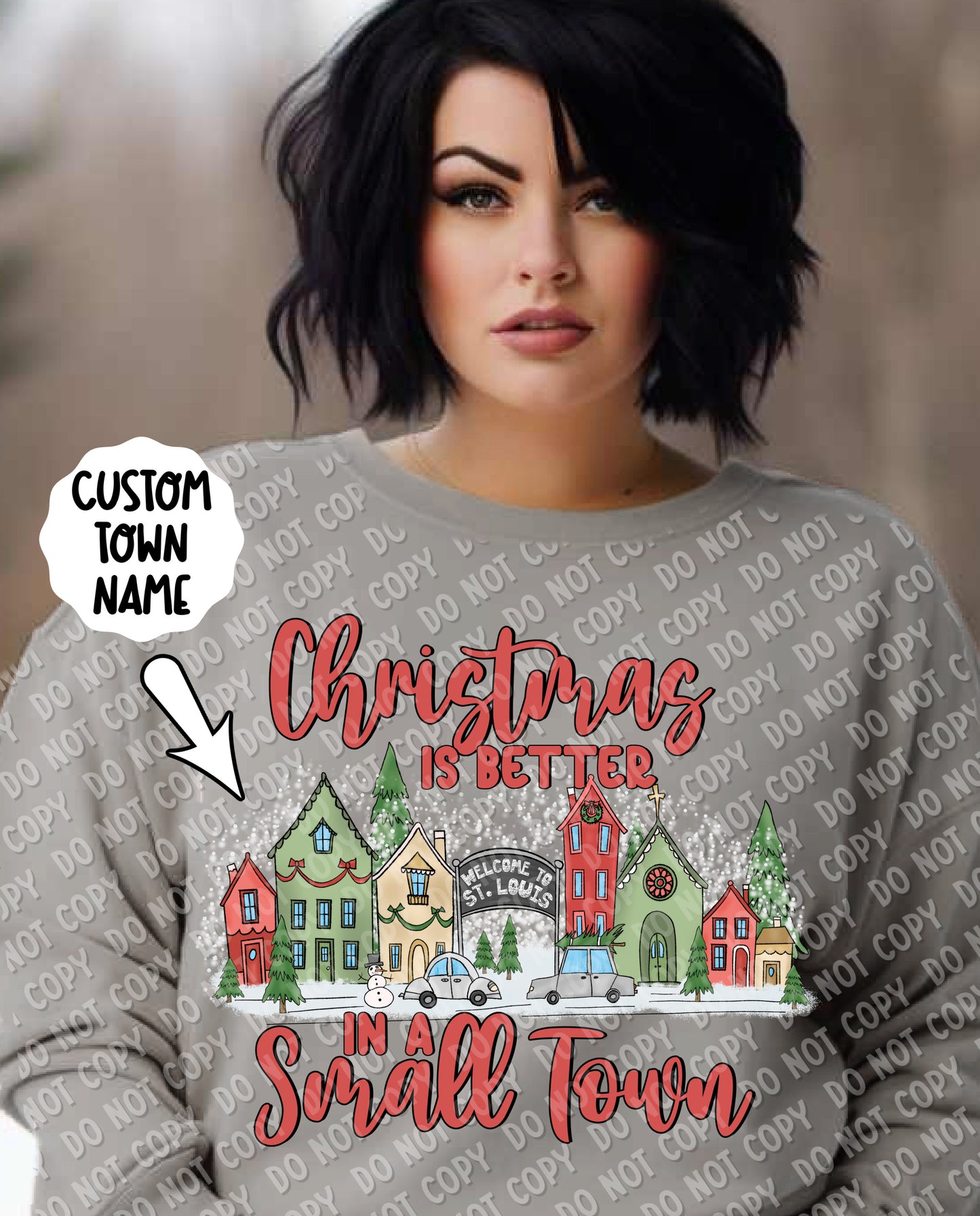 12-275 Customizable- Christmas is better in a small town Completed Tee