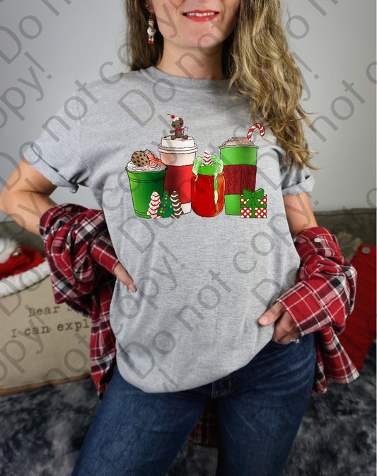 12-311 Red and Green Christmas Coffee Cups with Gingerbread