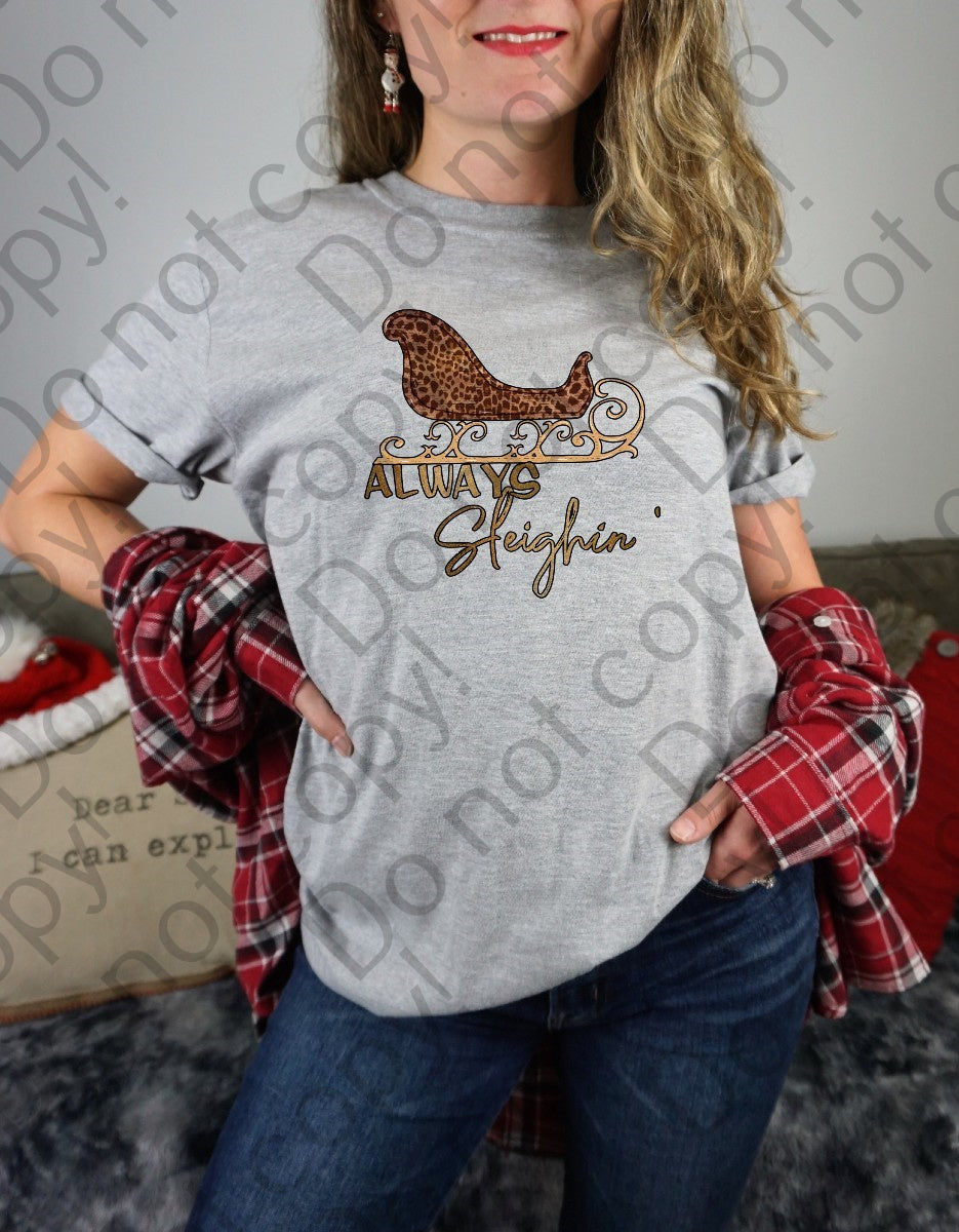 12-315 Always Sleighin Cheetah Print tee