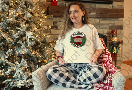 12-320 Candy Cane Coffee Company Glitter 2 tee