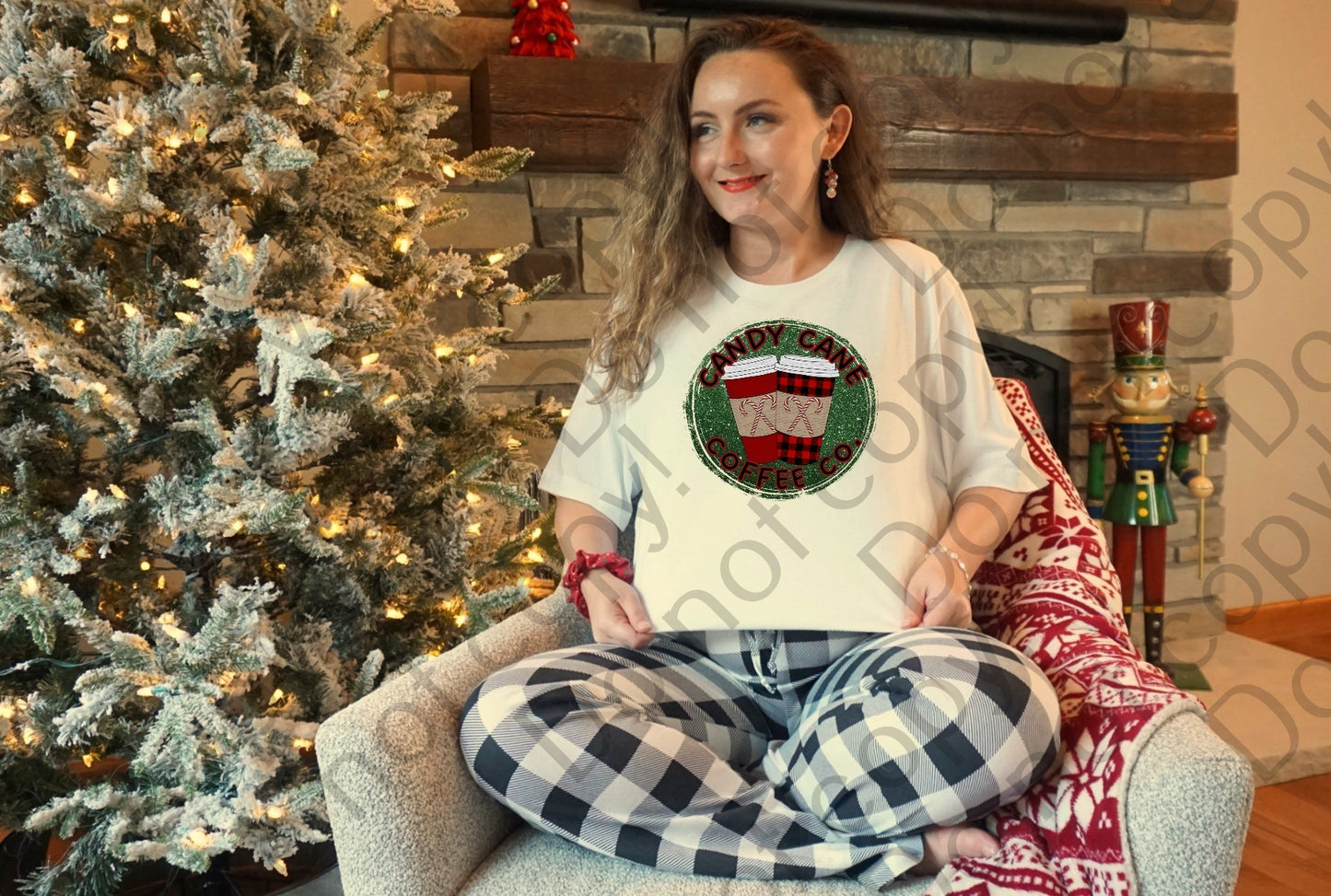 12-321 Candy Cane Coffee Company Glitter tee