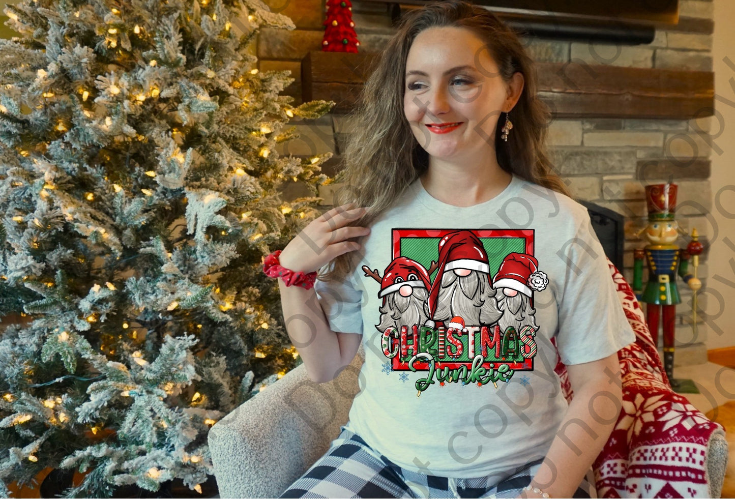 12-329 Christmas Junkies Santa Gnomes tee