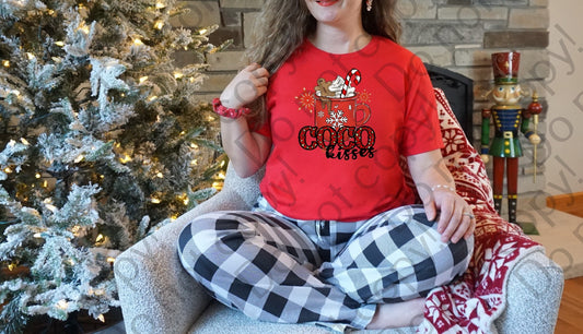 12-334 Coco Christmas Coffee Cup Cheetah Print with Snowflakes tee