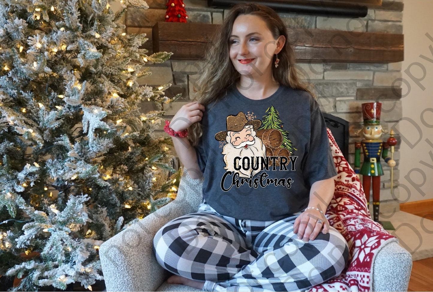 12-339 Country Christmas with Cowboy Santa tee